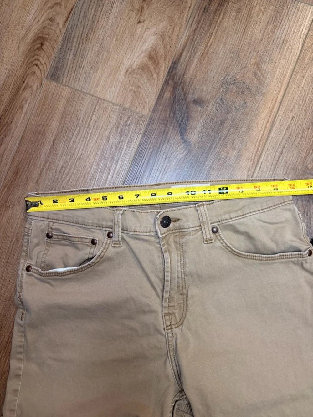 Wrangler Slim Straight Pants Men‎ 32/32 Khaki Tan 5 Pocket Mid Rise Casual Work